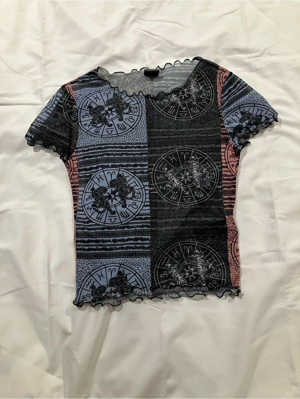 Urban Outfitters Zodiac Medallion Short Sleeve Tee - Blue & Pink